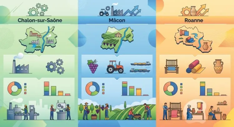 Chalon-sur-Saône, Mâcon, Roanne : trois bassins économiques comparés